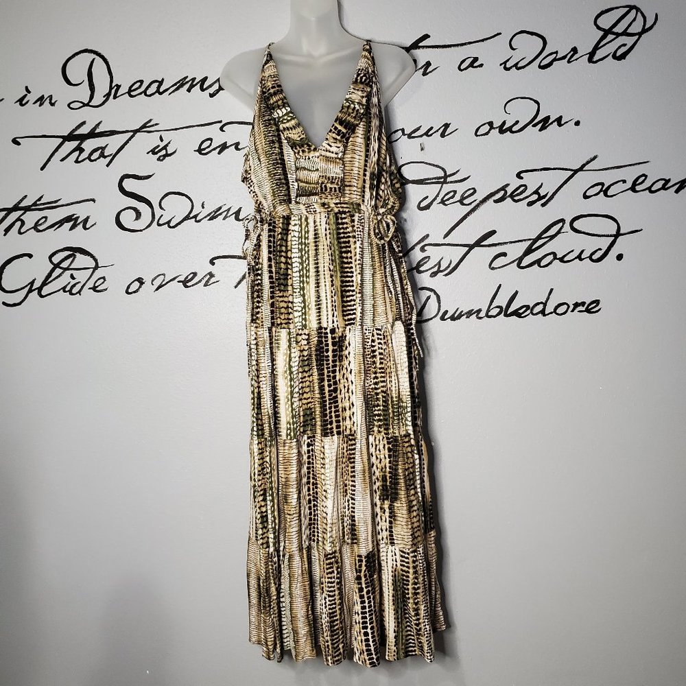 NWT Robert Lewis Tiered Sleeveless V-Neck Dress, M